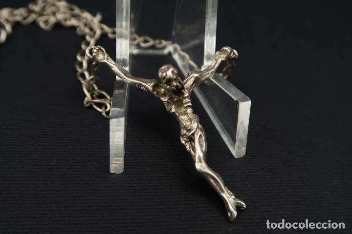 Antig&uuml;edades: Antiguo Cristo de Plata con cadena - Foto 6