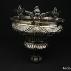 Antigüedades: ANTIGUA LAMPARA VOTIVA DE METAL PLATEADO FINALES SIGLO XVIII