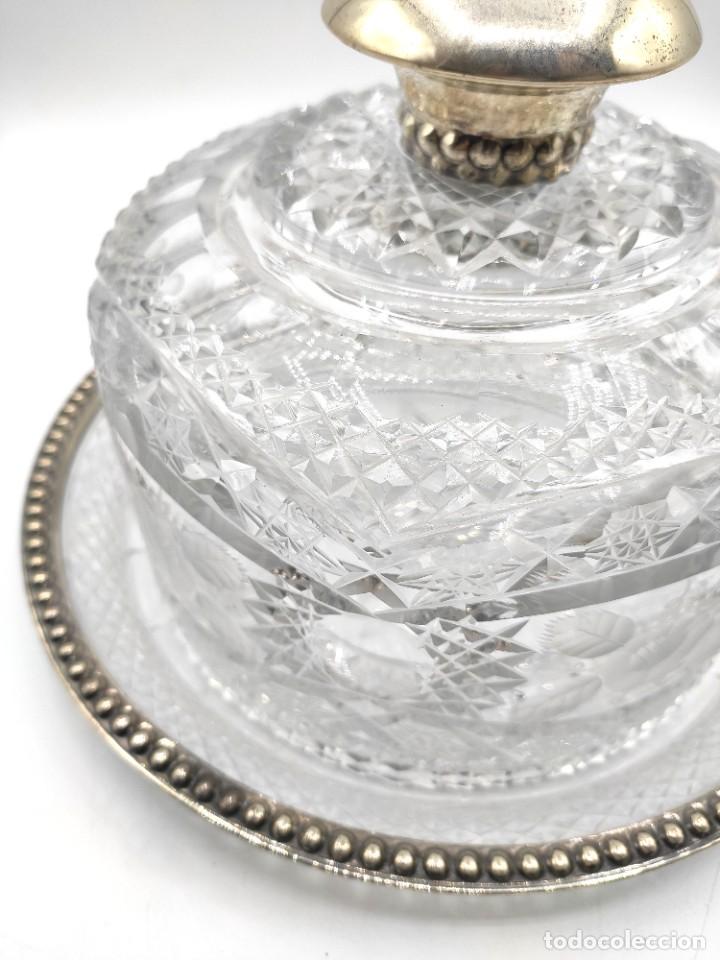 Antigüedades: Quesera española en cristal tallado y plata, de mediados del siglo XX. Plata punzonada. - Foto 4 - 303539613