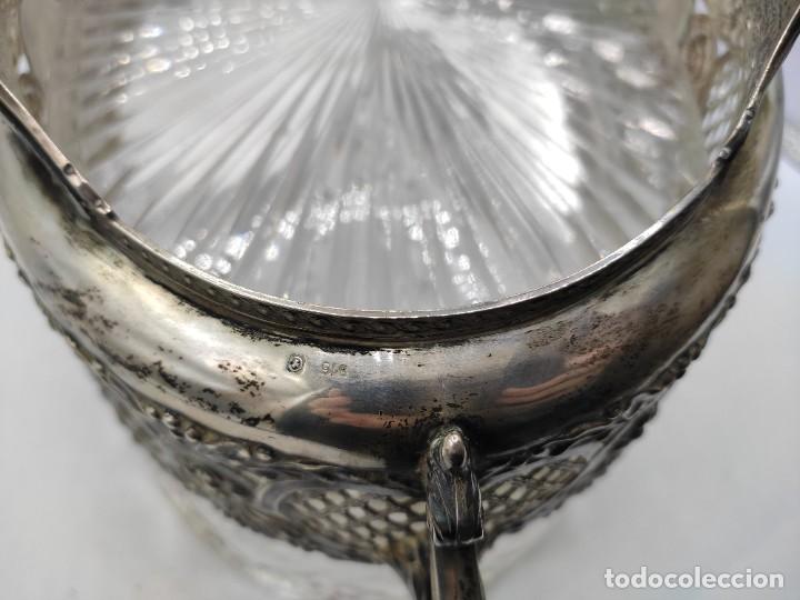 Antigüedades: Centro de mesa ovalado en cristal tallado y plata, del siglo XX. Plata punzonada. - Foto 7 - 303567588