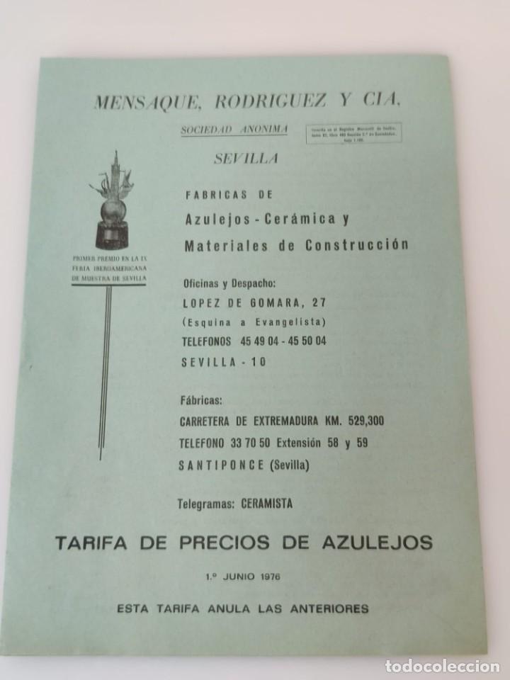 Antigüedades: Lote de Catálogos Azulejos Mensaque Rodriguez Sevilla - Foto 4 - 303617053