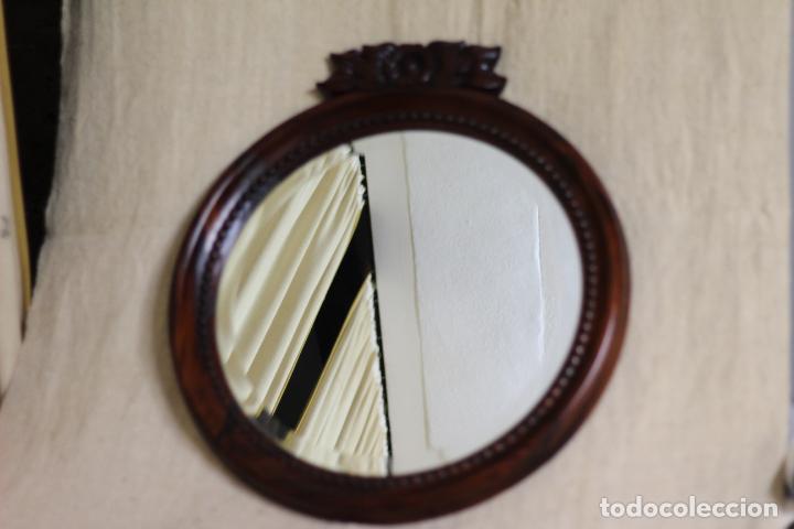 Antig&uuml;edades: espejo redondo de madera de caoba - Foto 1