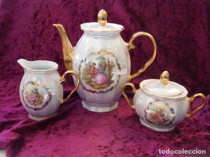 Antiques: CAFETERA LECHERA Y AZUCARERO DE PORCELANA.(SIN MARCA)