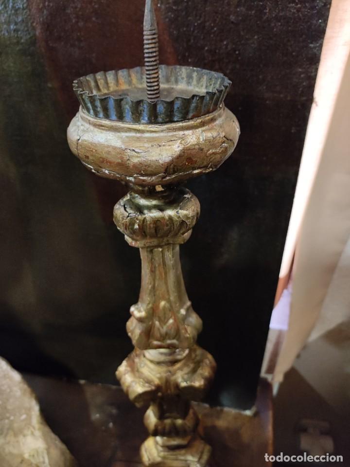 Antig&uuml;edades: Candelero de madera policromado - Foto 6