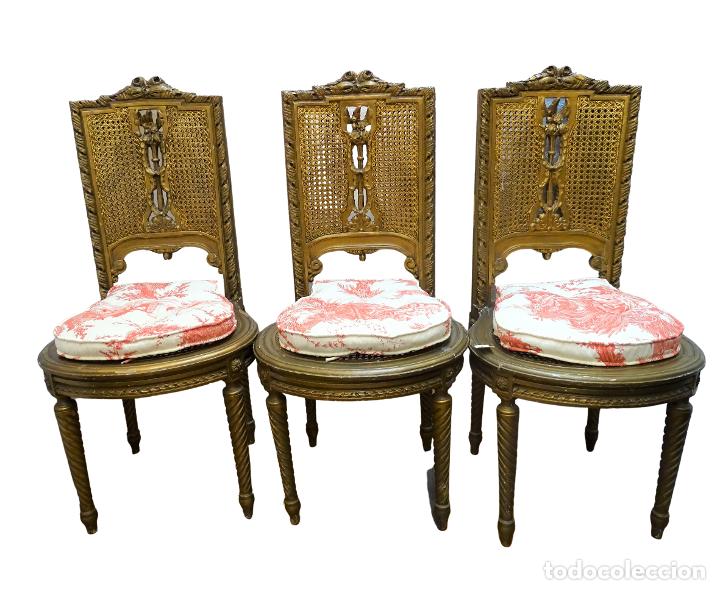 Antigüedades: Juego de tres sillas Napoleón III, S.XIX - Foto 1 - 303926073