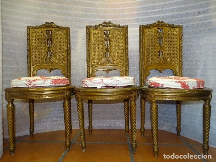 Antigüedades: Juego de tres sillas Napoleón III, S.XIX - Foto 6 - 303926073