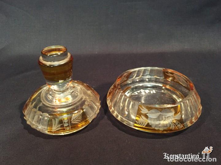Antig&uuml;edades: 10CMS TOCADOR DE CRISTAL CON TAPA. - Foto 2