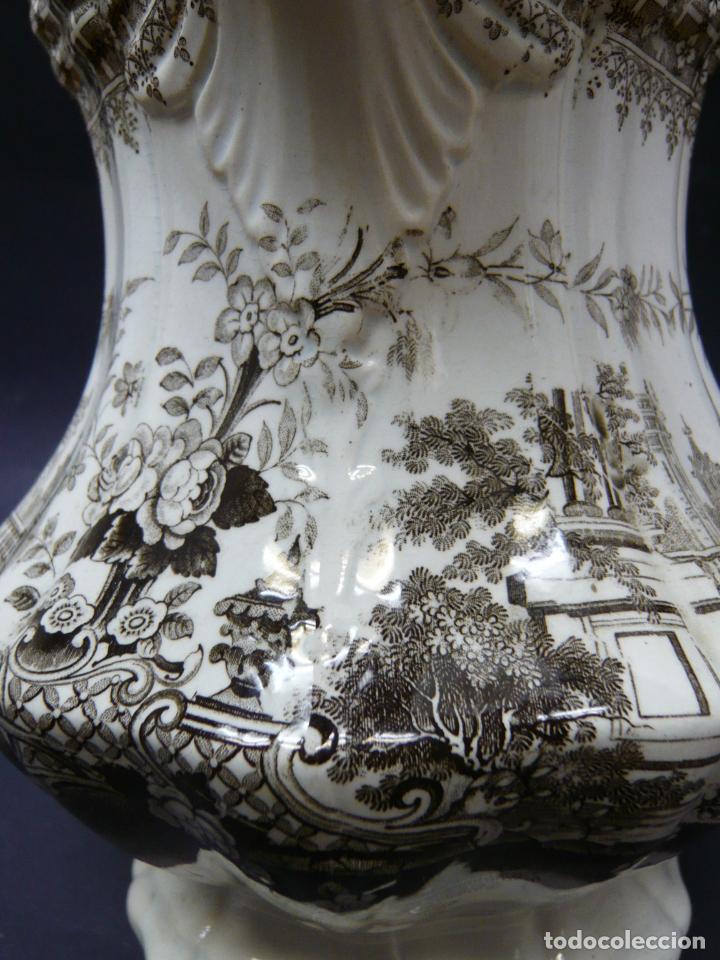 Antig&uuml;edades: CA 1850 GRAN JARRA DE LOZA ESTAMPADA - Foto 12