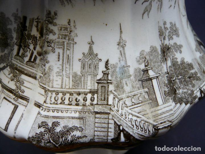 Antig&uuml;edades: CA 1850 GRAN JARRA DE LOZA ESTAMPADA - Foto 17