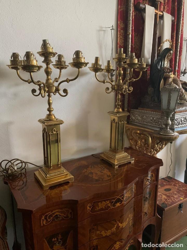 Antig&uuml;edades: Candelabros l&aacute;mpara bronce 4 brazos estilo imperio - Foto 2