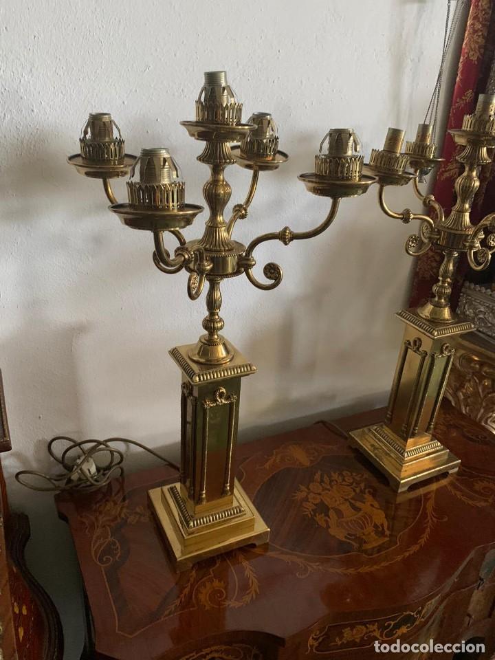 Antig&uuml;edades: Candelabros l&aacute;mpara bronce 4 brazos estilo imperio - Foto 3