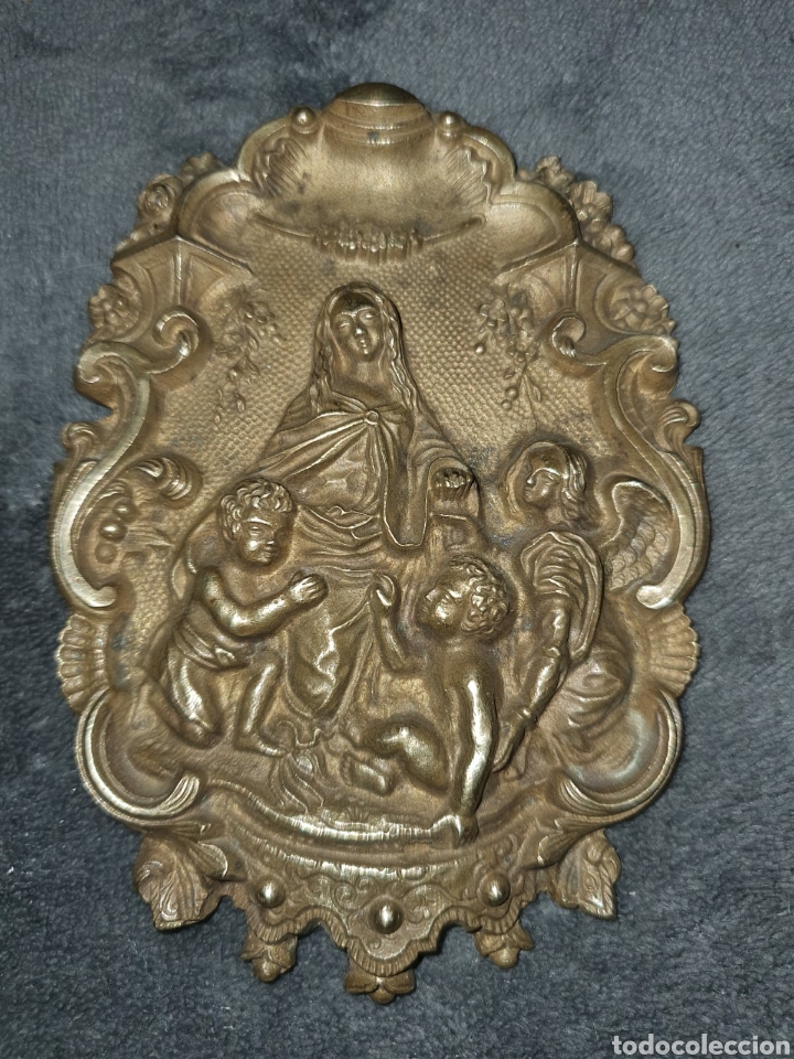 Antig&uuml;edades: Medallon laton Virgen - Foto 2