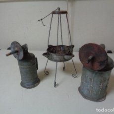 Antiquités: LAMPARAS DE CARBURO Y CANDIL ACEITE. Lote 304096668