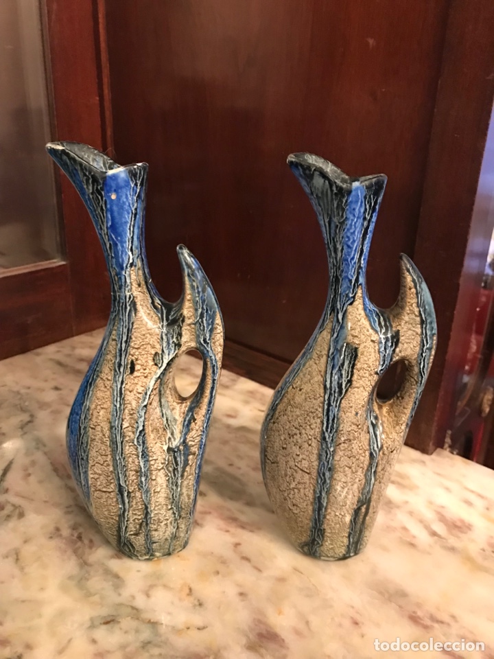 Antig&uuml;edades: Pareja jarrones azules, principios siglo XX