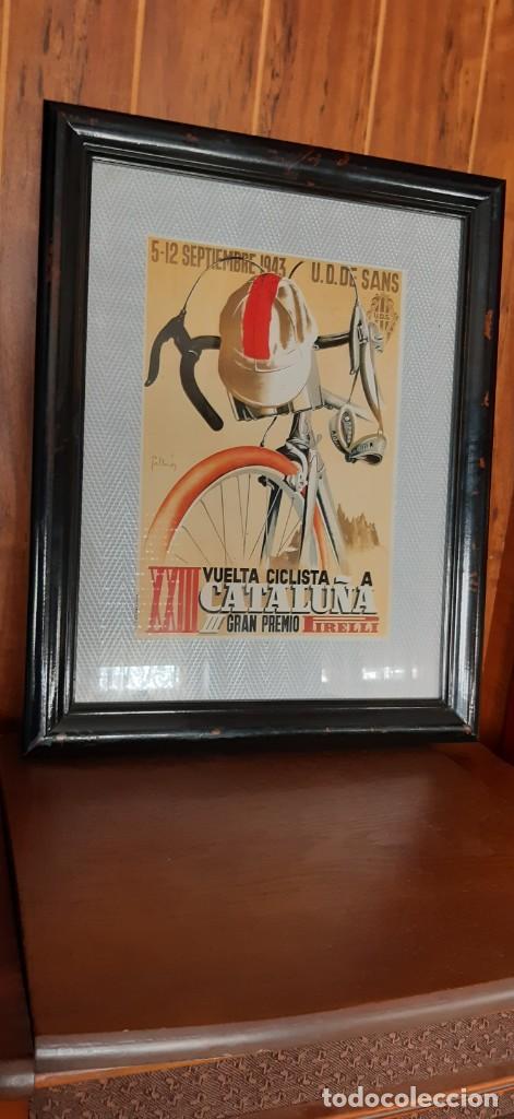 Antig&uuml;edades: ANTIGUA LAMINA ENMARCADA. XXIII VUELTA CICLISTA A CATALU&Ntilde;A. GRAN PREMIO PIRELLI. 1943