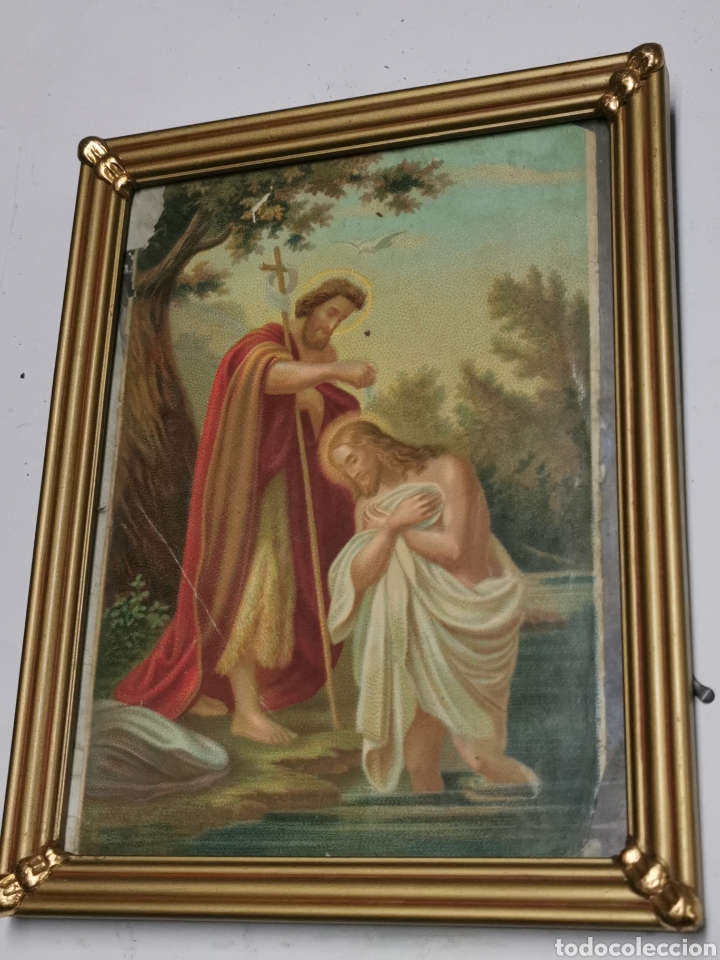 Antig&uuml;edades: Marco y l&aacute;mina bautismo - Foto 3