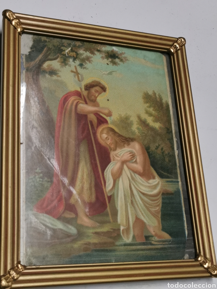 Antig&uuml;edades: Marco y l&aacute;mina bautismo - Foto 1