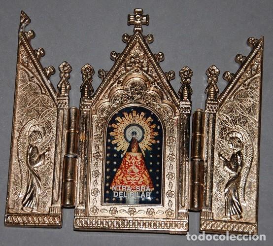 Antig&uuml;edades: CAPILLA TRIPTICO CON LA IMAGEN DE NUESTRA SE&Ntilde;ORA DEL PILAR - Foto 1