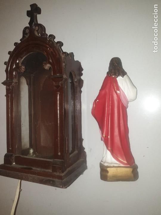 Antig&uuml;edades: MINI CAPILLA DE MADERA CON FIGURA CRISTO - Foto 12