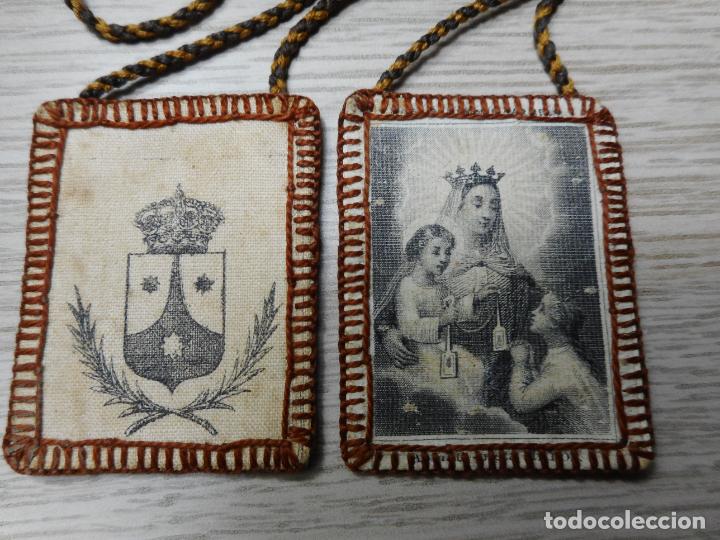 Antig&uuml;edades: ANTIGUO ESCAPULARIO.TELA.FINALES DEL XIX. - Foto 2