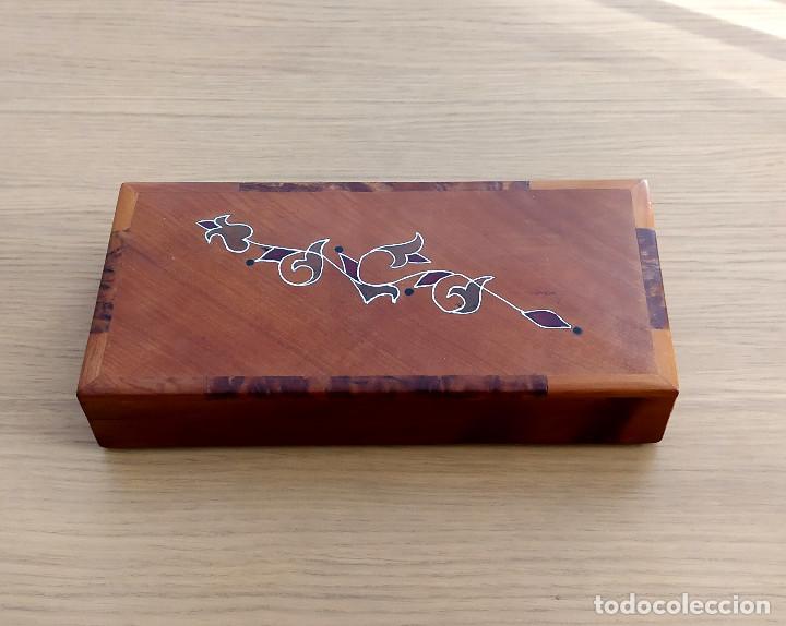 Antig&uuml;edades: CAJA MADERA CON RA&Iacute;Z Y MARQUETER&Iacute;A - Foto 3
