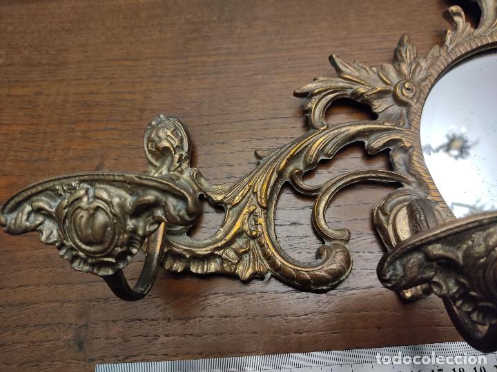 Antig&uuml;edades: ESPEJO PERCHA CORNUCOPIA DE BRONCE MACIZO - Foto 3
