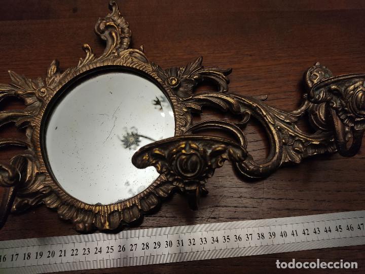 Antig&uuml;edades: ESPEJO PERCHA CORNUCOPIA DE BRONCE MACIZO - Foto 4