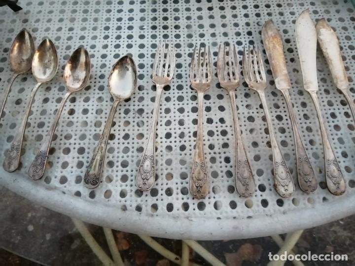 Antig&uuml;edades: Lote cubiertos ba&ntilde;o plata POSTRE - Foto 2