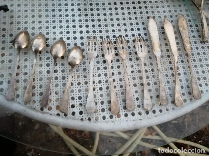 Antig&uuml;edades: Lote cubiertos ba&ntilde;o plata POSTRE - Foto 3