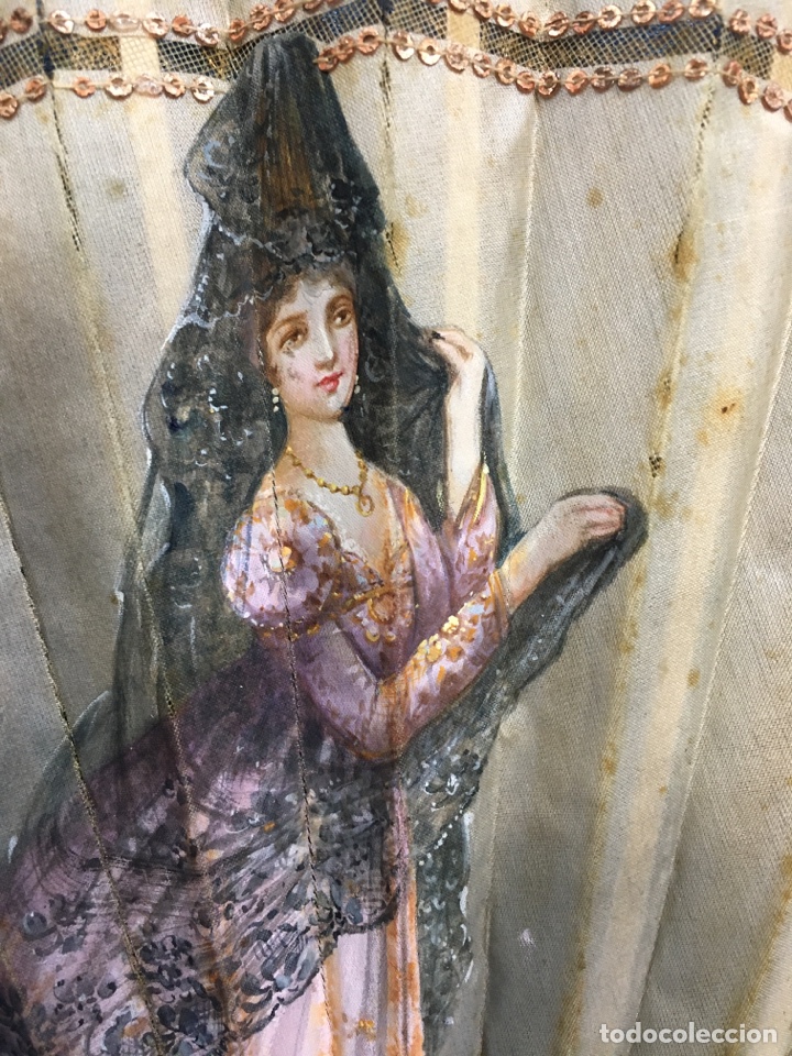 Antig&uuml;edades: Aaaaaaa Abanico maja con mantilla - Foto 2