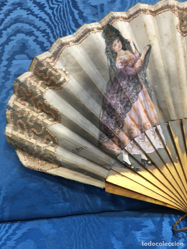 Antig&uuml;edades: Aaaaaaa Abanico maja con mantilla - Foto 8