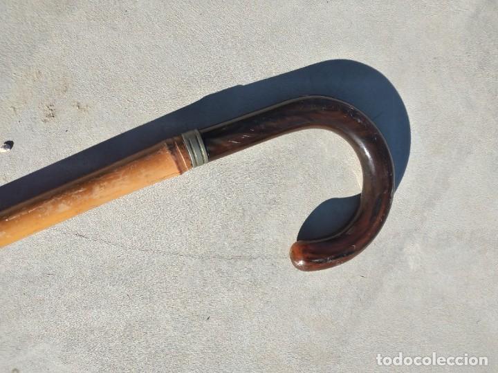 Antig&uuml;edades: Antiguo baston de ca&ntilde;a,mango de pvc. - Foto 5