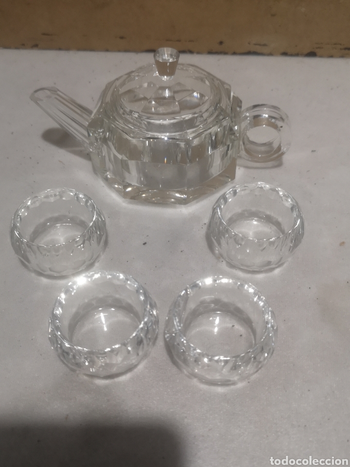 Antig&uuml;edades: JUEGO TE CRISTAL - TETERA + VASOS - Foto 5