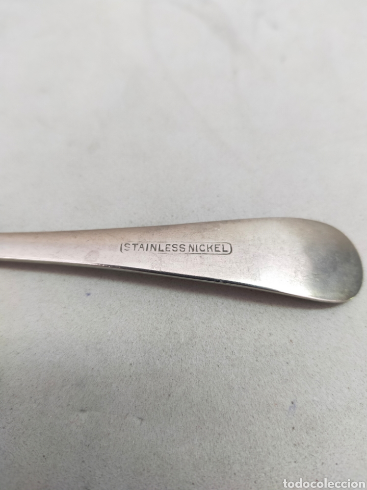 Antig&uuml;edades: TENEDOR DE POSTRE DE METAL PLATEADO. - Foto 4