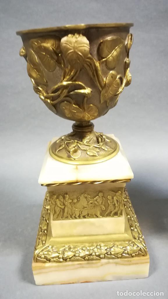 Antig&uuml;edades: PAREJA COPAS BRONCE Y MARMOL ESTILO BARBEDIENNE - Foto 7