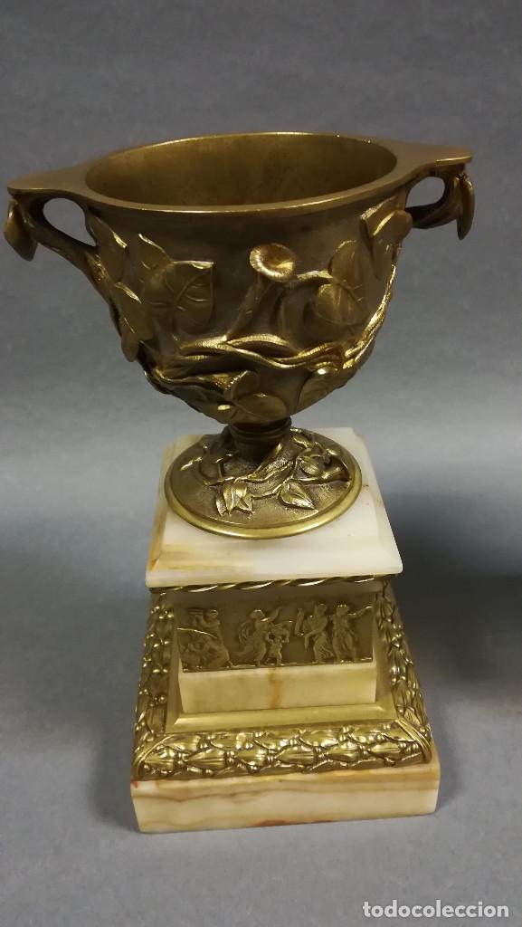 Antig&uuml;edades: PAREJA COPAS BRONCE Y MARMOL ESTILO BARBEDIENNE - Foto 8