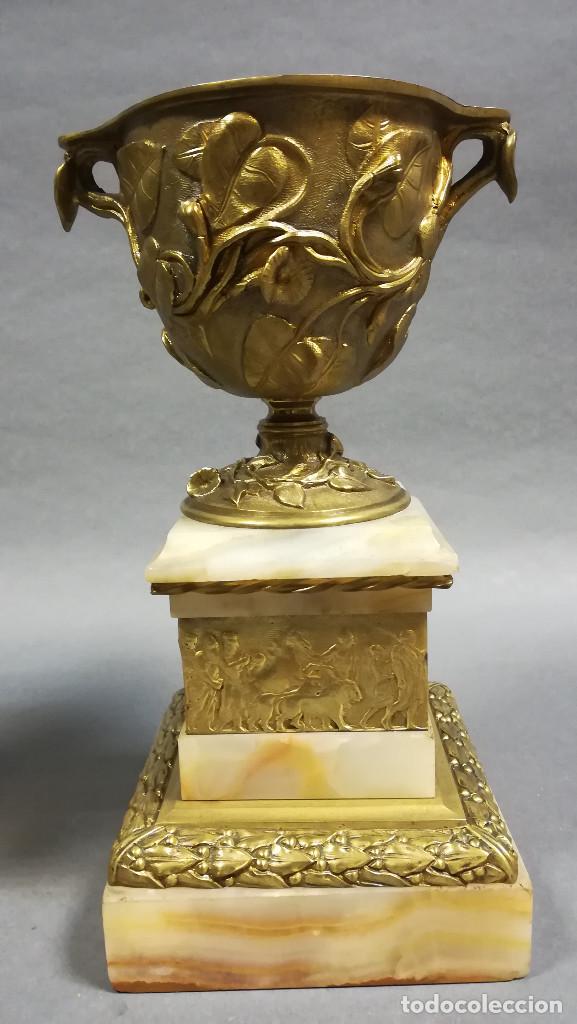 Antig&uuml;edades: PAREJA COPAS BRONCE Y MARMOL ESTILO BARBEDIENNE - Foto 10