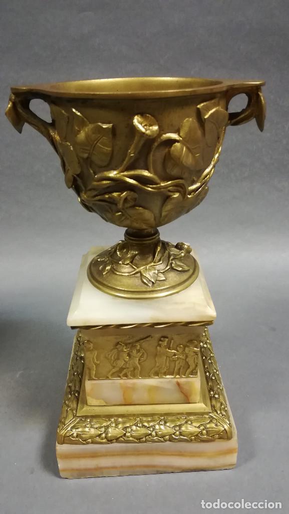Antig&uuml;edades: PAREJA COPAS BRONCE Y MARMOL ESTILO BARBEDIENNE - Foto 12
