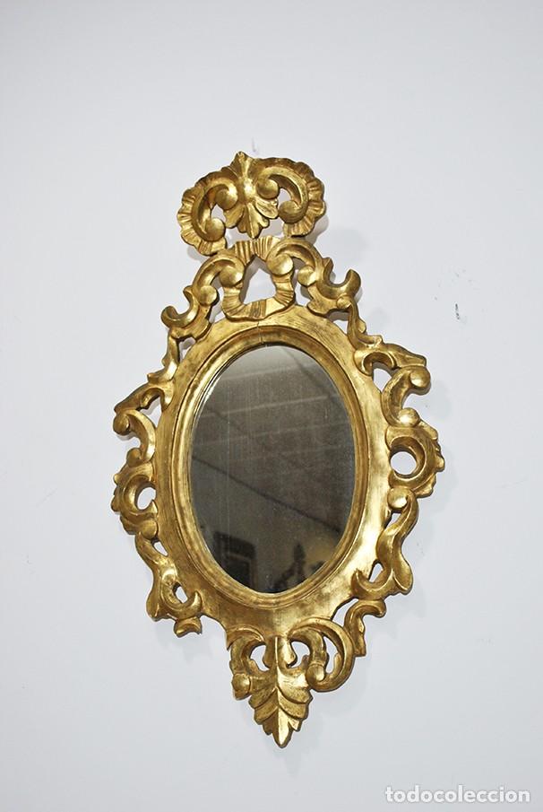 Antig&uuml;edades: ESPEJO ANTIGUO TALLADO Y ORO - Foto 1