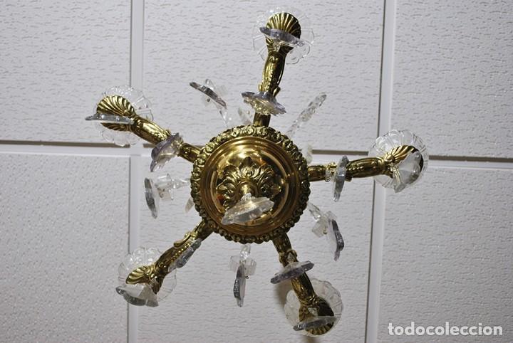 Antig&uuml;edades: L&Aacute;MPARA ANTIGUA DE BRONCE Y CRISTAL - Foto 4