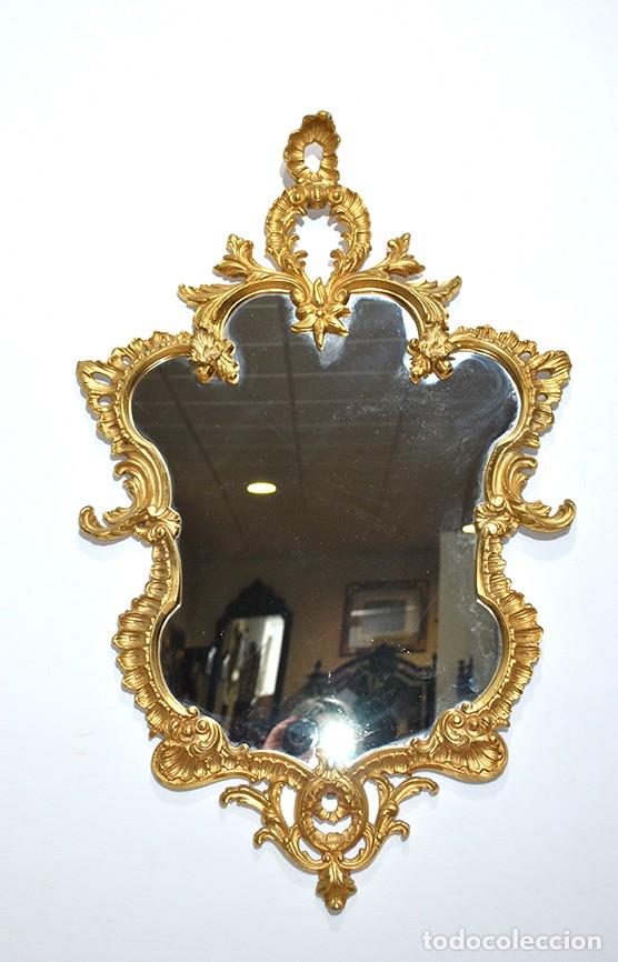 Antig&uuml;edades: ANTIGUO ESPEJO DE BRONCE DORADO AL MERCURIO - Foto 1