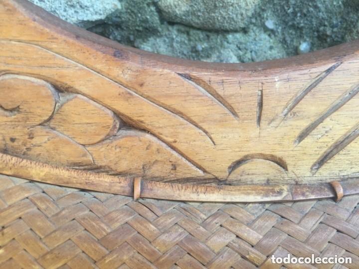 Antig&uuml;edades: Mimbre y Madera tallada Bolso Cesta Cesto - Foto 3