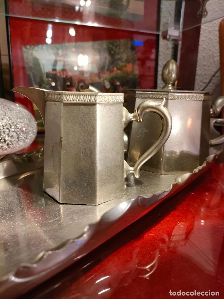 Antig&uuml;edades: Peltre. Antiguo servicio de t&eacute; y caf&eacute;. - Foto 3