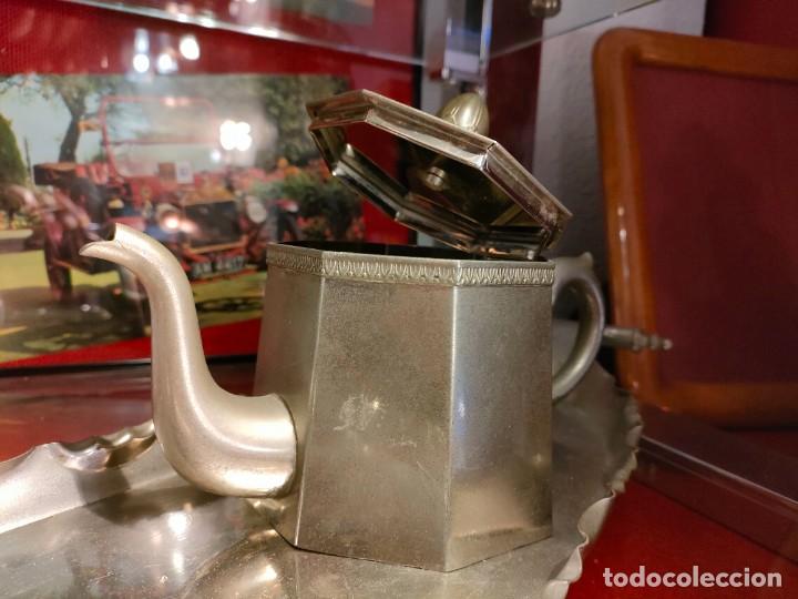 Antig&uuml;edades: Peltre. Antiguo servicio de t&eacute; y caf&eacute;. - Foto 5