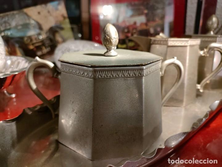 Antig&uuml;edades: Peltre. Antiguo servicio de t&eacute; y caf&eacute;. - Foto 6