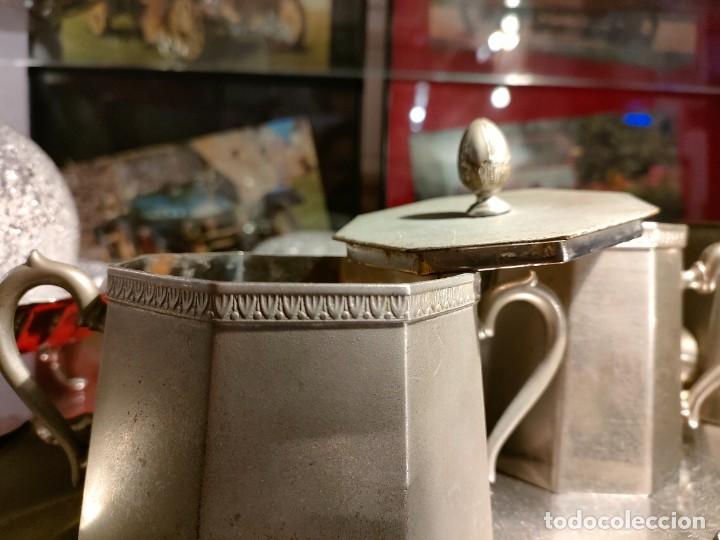 Antig&uuml;edades: Peltre. Antiguo servicio de t&eacute; y caf&eacute;. - Foto 7
