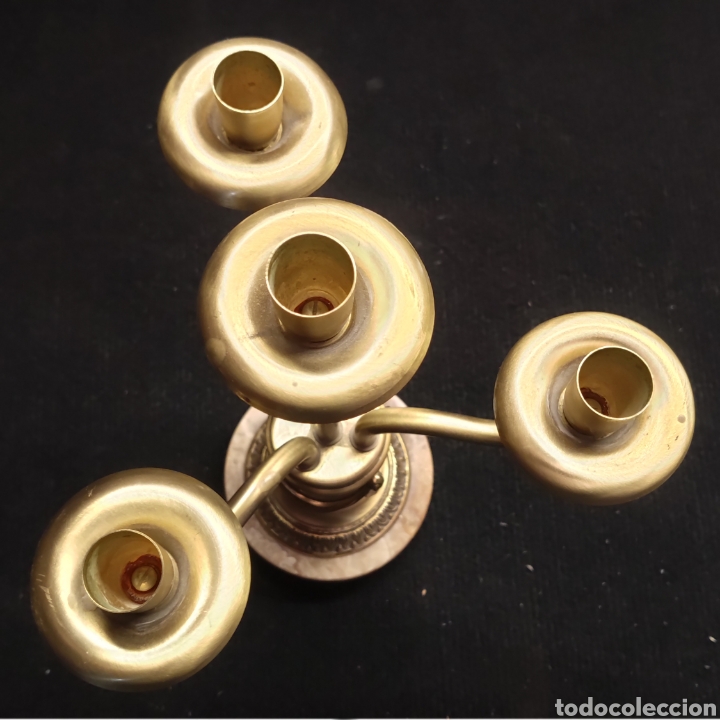 Antig&uuml;edades: JUEGO DE 2 CANDELABROS DE BRONCE Y PIE DE M&Aacute;RMOL - Foto 7