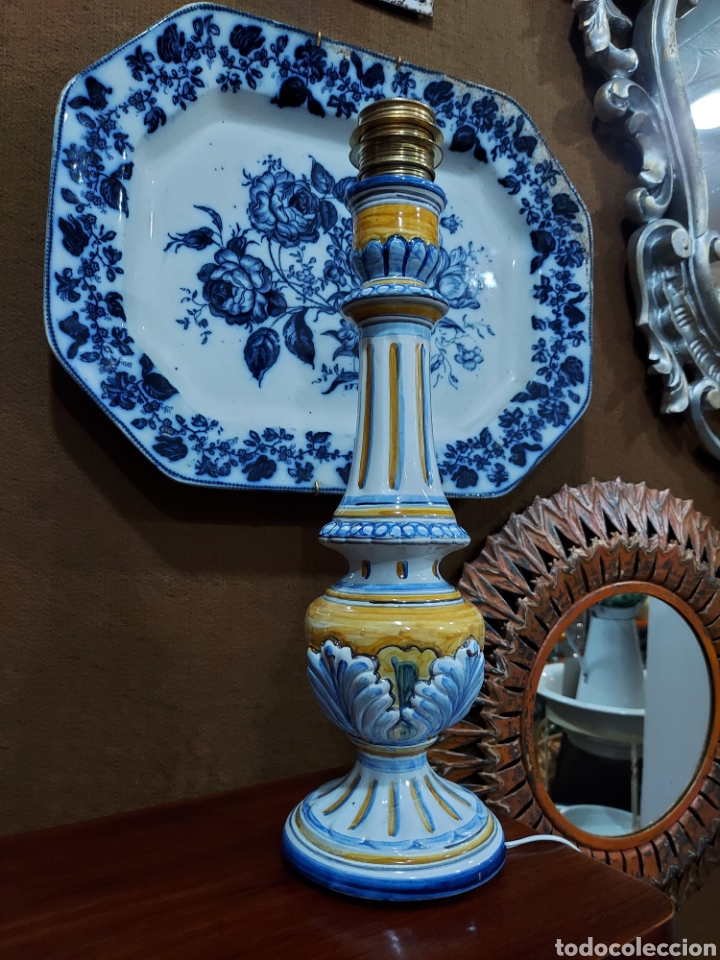 Antig&uuml;edades: L&aacute;mpara Talavera de sobremesa - Foto 4