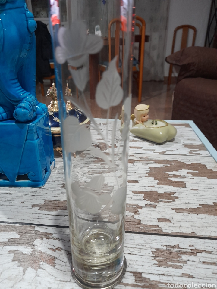 Antig&uuml;edades: JARRON DE CRISTAL TALLADO CON BASE DE PLATA - Foto 3