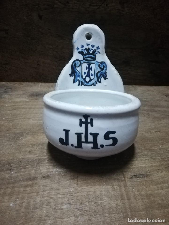 Antig&uuml;edades: BENDITERA DE CER&Aacute;MICA DE TALAVERA S. XIX - Foto 3